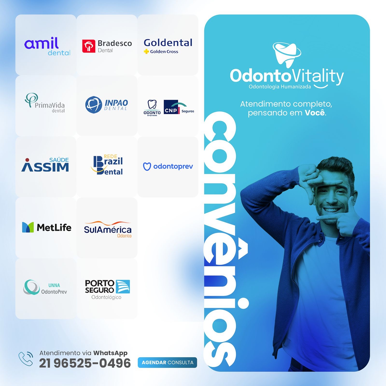 Convênios atendidos pela Odonto Vitality